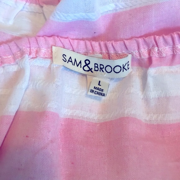 Francesca’s Helene Pink Striped Crop Top Size Large - Picture 6 of 8